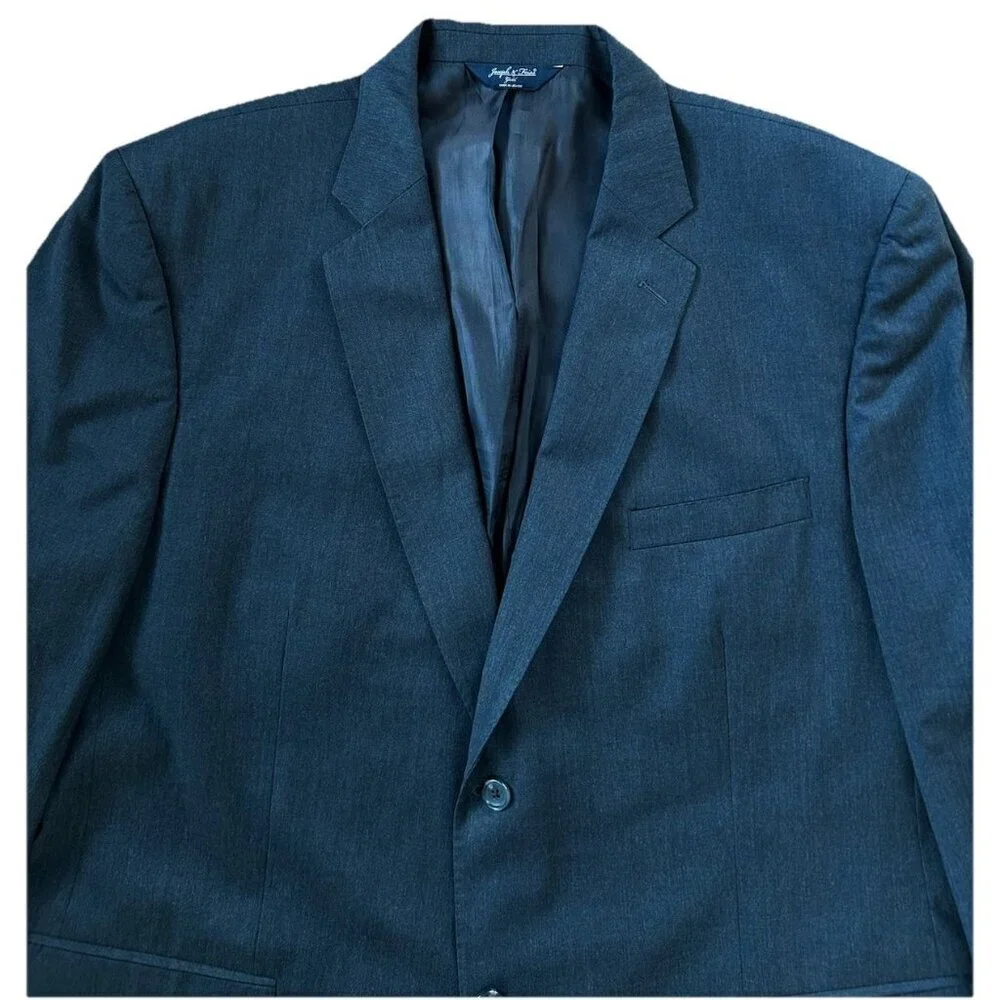 Joseph Feiss Gold Men's Wool Blazer Size 48R Sport Coat Solid Dark Gray Pattern